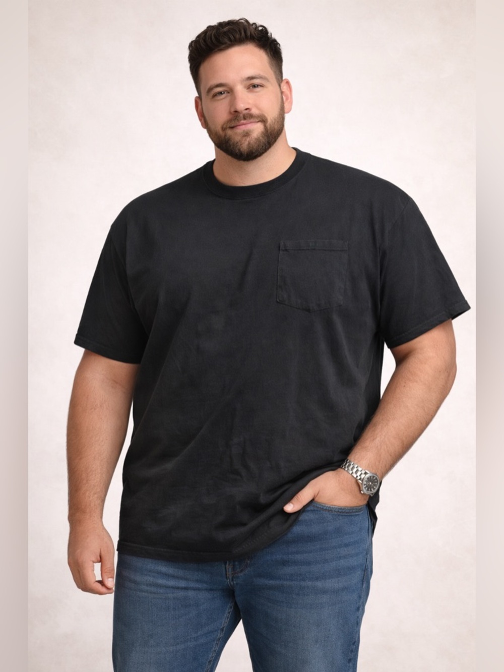 Fruit of The Loom Black T-Shirt Size 3XL